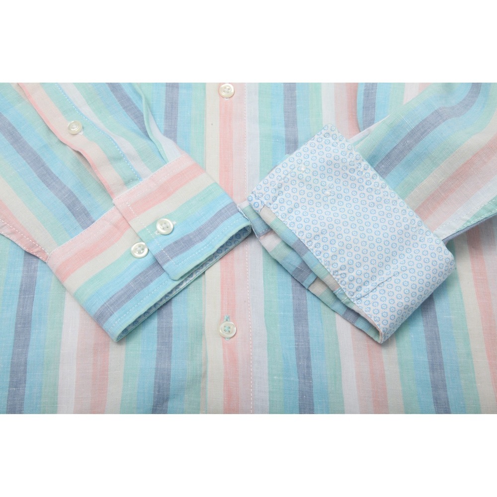 Tommy Bahama Men's XL Casual Button-Down Shirt Striped Linen Blend Pastel - Picture 10 of 11
